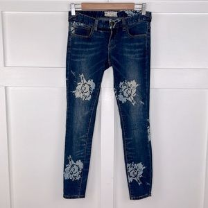 Free People Floral Print Jeans